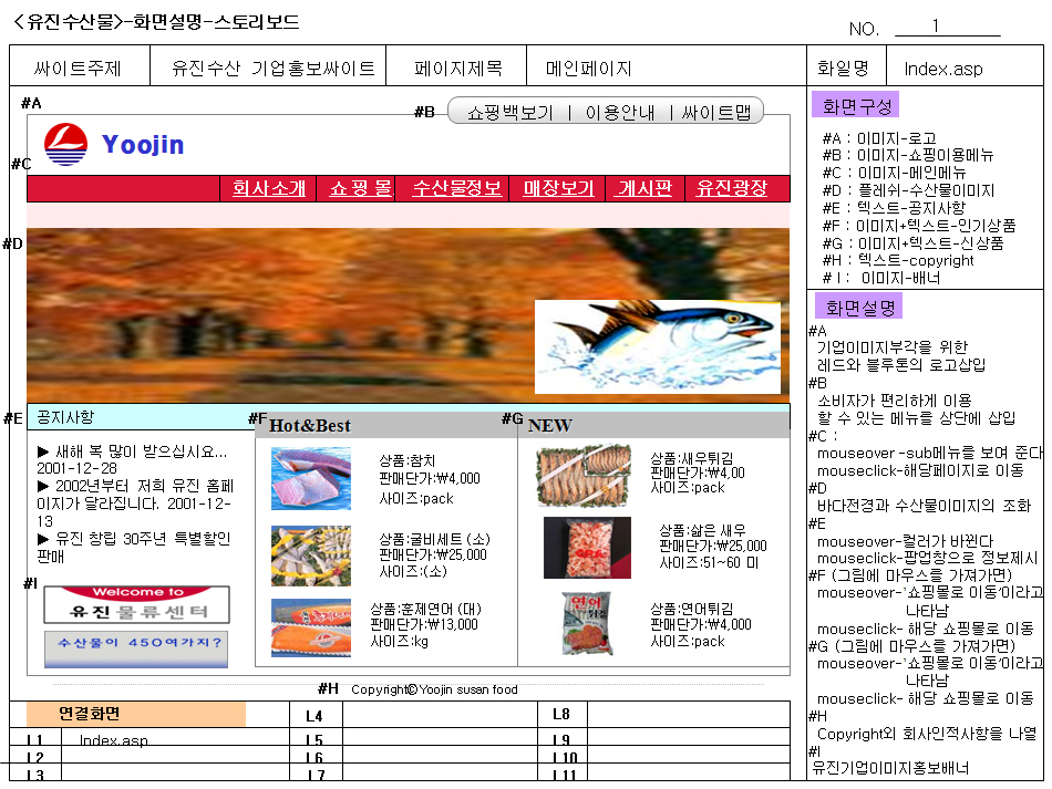 유진수산 스토리보드,사이트맵