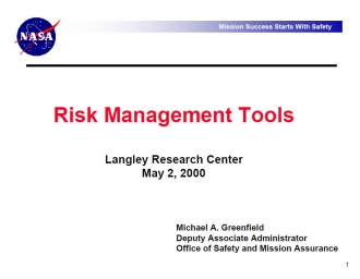 NASA의 Risk Management Tools
